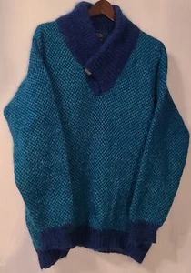 Vintage Tahoo Mohair Pullover L mediterran Blau lebendig Cottagecore kuschelig England - Bild 1 von 24
