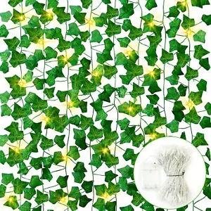 12 Pack 84FT Artificial Ivy Leaf Plants Greenery Garland with String Lights - Picture 1 of 7