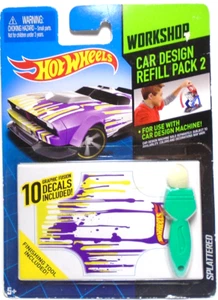 2013 HOT WHEELS WORKSHOP CAR DESIGN REFILL PACK 2 SPLATTERED 10 DECALS WITH TOOL - Picture 1 of 2