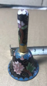 Cloisonne Bell Vintage - flowers On Enamel On Brass- 6cmH X 3cm W See Pics - Picture 1 of 6