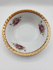 Vintage Floral Serving Bowl Pink Roses Lusterware 7" Japan Porcelain S8508 16 oz - Picture 1 of 8