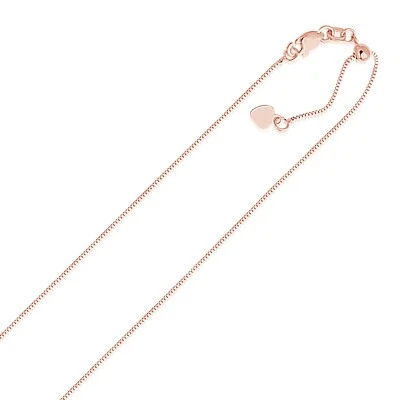 14k Solid Rose Gold Adjustable Box Chain Necklace 0.7mm Width 22" Inches Length Foto 1 de 3