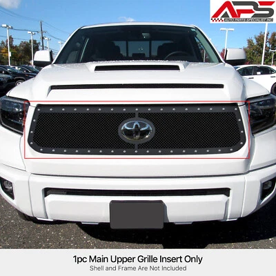 For 2018-2019 Toyota Tundra W/ Sensor Upper Stainless Black Mesh Rivet Grille - Image 1 of 4