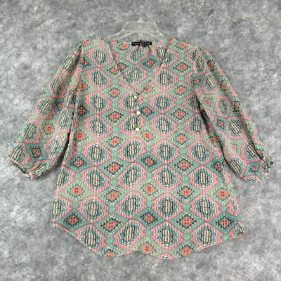 Camisa Living Doll Mujer Pequeña Multicolor Manga 3/4 Suroeste Popover Blusa Foto 1 de 4