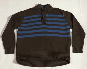 Cherokee Knit Sweater Boys Small 6-7 Mock Mock Neck Striped Minimalist Brown - Picture 1 of 5