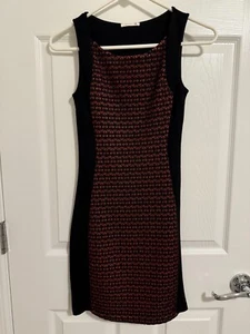 Womens/Girls XS Black Sleeveless Formal Dress with Red Geometric Print - Picture 1 of 4