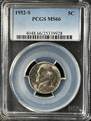 1952-S  5C  Jefferson Nickel PCGS MS66  25339928 - Image 1 of 2