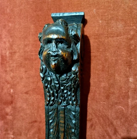 Angel wood carving corbel bracket 17th C - Antique French architectural salvage Cover