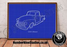 Chevy Pickup Truck BLUEPRINT Illustration, High quality, Signed.Limited