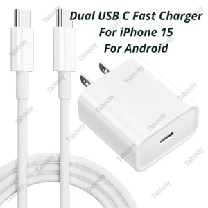 For iPhone 15 Android USB C Type C Fast Charger Cable 20W PD Power Adapter Block - Picture 1 of 15