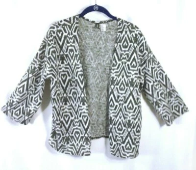H&M Divided dark gray & white geometric print open front 3/4 sleeve M Cardigan - Image 1 of 4