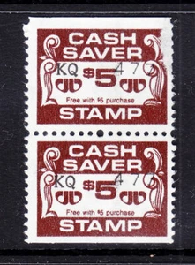 $5.00 CASH SAVER STAMP PAIR IN BROWN... .. - Foto 1 di 1