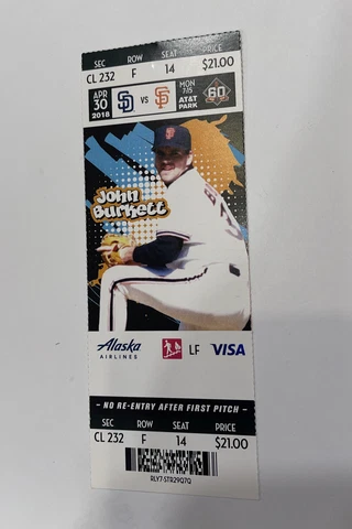 San Francisco Giants Vs San Diego Padres Game day ticket Stub. 2018 Cover