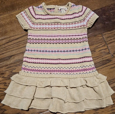 Girls Size 4 Savannah Sweater Dress Tan w/Ruffles EUC! Quick Ship! - Image 1 of 4