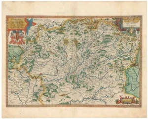 Antiguo mapa a color de Lorena de Ortelio 1595 - 'Lotharingiae Nova Descriptio.' - Imagen 1 de 1