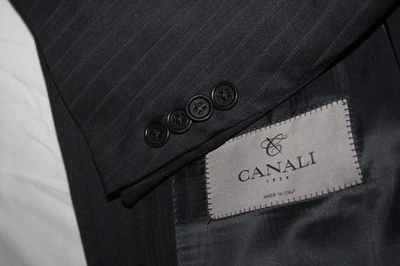 CANALI 1934 Men's 44L Black Striped Wool Blazer Sport Coat 2B 2-Vent Italy IT 54 - Image 1 of 4