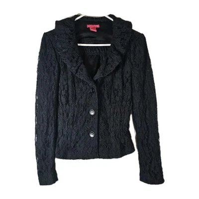 Blazer negro de colección Sunny Leigh para mujer Top detalle de encaje abotonado talla S forrado Y2K  Foto 1 de 4