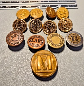 13 Vintage Fashion Logo and Transit Company Branded Sewing Buttons for Uniforms - Picture 1 of 4