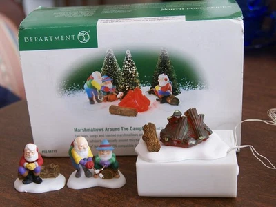 DEPARTMENT 56  - MARSHMELLOWS AROUND THE CAMFIRE -LIGHTS UP -  MISSING SMALL PC. - Image 1 of 3