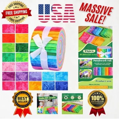 Durable Cotton Blend Jelly Roll Fabrics - Perfect for Patchwork and Decorating - Image 1 of 4