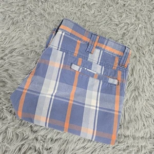 Pantalones Cortos Carga Wrangler Para Hombres 36 Azul/Naranja Algodón a Cuadros 9.5" - Imagen 1 de 7
