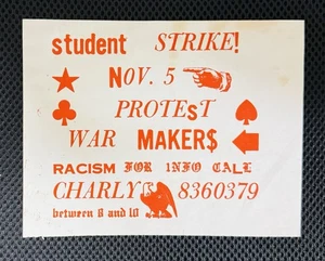 VTG 1960s Student Protest Flyer Strike Anti-War/Racism Vietnam Era - Picture 1 of 4