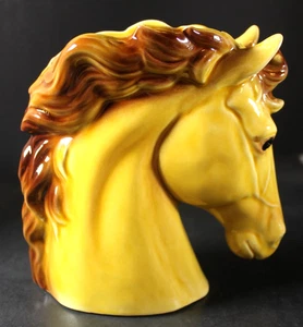 Vintage Relpo Keramik Pferdekopf Vase Übertopf 6" Buckskin Billowy Mähne 1 Chip - lesen - Bild 1 von 10