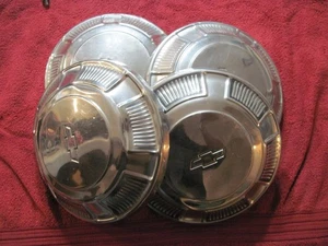 68-72 Chevy Impala Bel-Air Dog Dish Poverty Hub Caps Full Size Car Set of 4 C10 - Picture 1 of 9