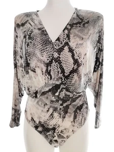 River island Size 10 (36) Grey Spaghetti Strap Top Cotton Long Sleeve Animal Pr - Picture 1 of 5
