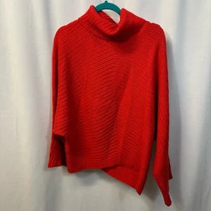 Moth Anthropologie Red Funnel Neck Sweater Dolan Sleeve Medium - Picture 1 of 5