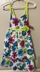 NUEVO Vestido de Verano Penny M Solero Niñas Talla 4 Audaz Colores Florales Parte Inferior En Capas - Imagen 1 de 7