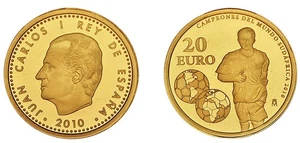 20 GOLD EUROS / ORO. ESPAÑA. CAMPEONES DEL MUNDO SUDÁFRICA 2010. PROOF. - Imagen 1 de 1
