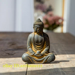Chinese Iron Da Ri Tathagata Buddhism Statue Tea Pet Home Decor Collection - Picture 1 of 9