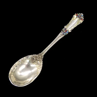 Antigua cuchara de azúcar de plata de ley esmaltada dorada Reed & Barton La Marquise 1895 Foto 1 de 4