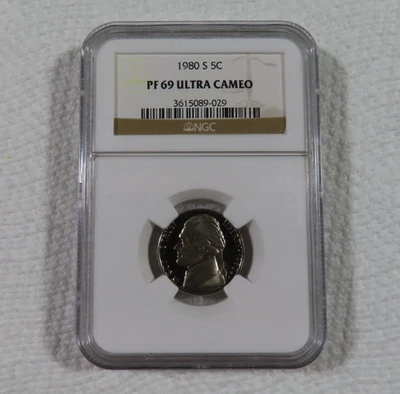 Very Nice 1980-S Jefferson Nickel Graded PF69 Ultra Cameo by NGC - Image 1 of 4