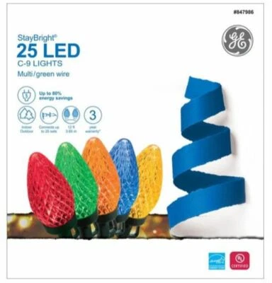 GE 25 CT StayBright C9 LED Christmas Light String Set - Multicolor 12 Feet - Image 1 of 4
