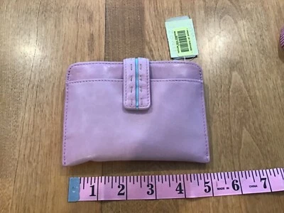 НОВЫЙ С ЯРЛЫКАМИ SIGRID OLSEN КЛАССНЫЙ РОЗОВЫЙ ГЛАДКАЯ КОЖА AQUA ДЕТАЛИЗАЦИЯ МИНИ БУМАЖНИК - Изображение 1 из 4