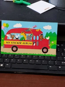 RARE 1992 Sandylion MY STICKER ALBUM School Bus Animals Zoo small 6.75x4” - Picture 1 of 4