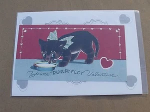 NEW VTG Look Valentine Greeting Card Laughing Elephant Black Kitten 'PURR' Fect - Picture 1 of 4