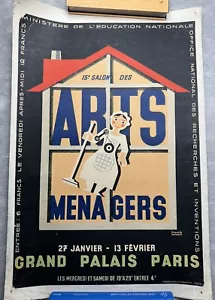 Poster pubblicitario francese Salon des Arts Ménagers Paris FRANCIS BERNARD anni '30 - Foto 1 di 19