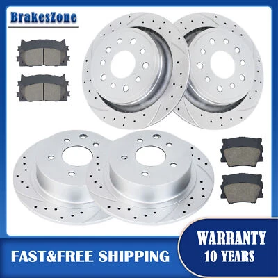 Kit de pastillas de rotores de freno delanteros traseros aptos para Ford Focus 2012 2013 2014-2018 perforado Foto 1 de 4