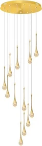H120'' Staircase Crystal Chandelier Golden 12Lights Foyer Pendant Lighting Entrw - Picture 1 of 8