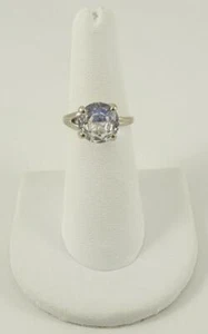 10K white gold ladies sz 6 solitaire engagement ring w/ 10mm round CZ 2.1g - Picture 1 of 5
