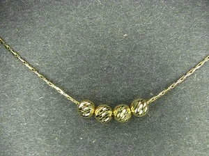14K Beaded Ball Necklace 14K Solid Gold 19.5" Long Slick Chain ..... Beauty - Picture 1 of 12