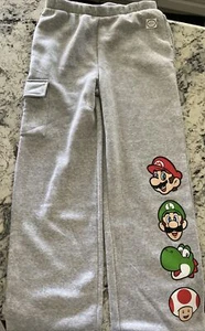 Nintendo Super Mario Bros. Cargo Pants Gray Cargo Sweats YOUTH Kids XL - Picture 1 of 8