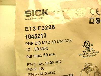 SICK ET3-F3228 Photoelectric Proximity Sensor, New in Factory Bag - Image 1 of 3