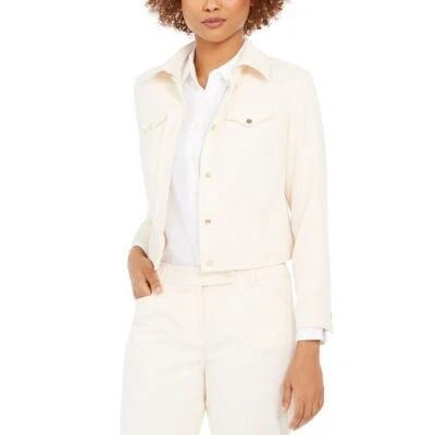 ANNE KLEIN NUEVO Mujer Pana Botón Frontal Cuello Chaqueta Top 16 TEDO Foto 1 de 3