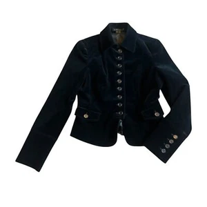 Giacca blazer Theory nero velluto bottoni collo alto taglia cotone 4 donna - Foto 1 di 12