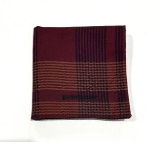 Burberry Vintage Handkerchief Red Plaid & Checks Men Pocket Square Cotton 18” - Picture 1 of 8