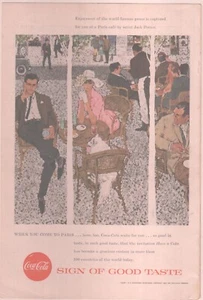 Vintage Original 1957 Coke Ad - Paris Cafe by artist Jack Potter, 6 3/4 x 9 3/4 - Picture 1 of 2